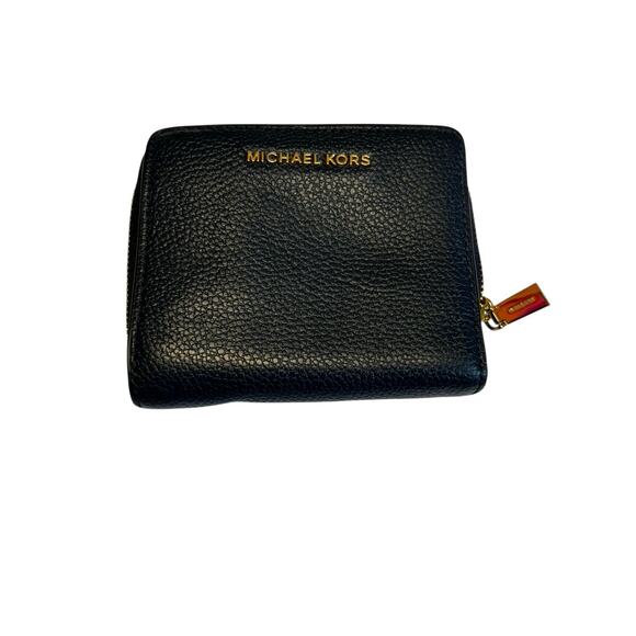 Michael Kors NWOT Portafoglio Jet Set Bifold Wallet Leather Blue Zip Around - Picture 1 of 7
